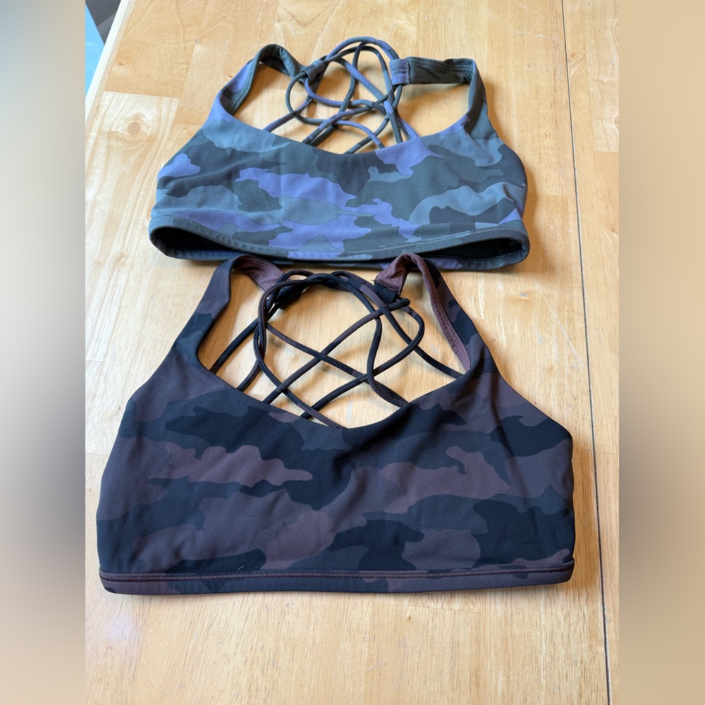 lululemon athletica Camo SportsBrasPurple and Brown REPOSH suited forsmaller cup